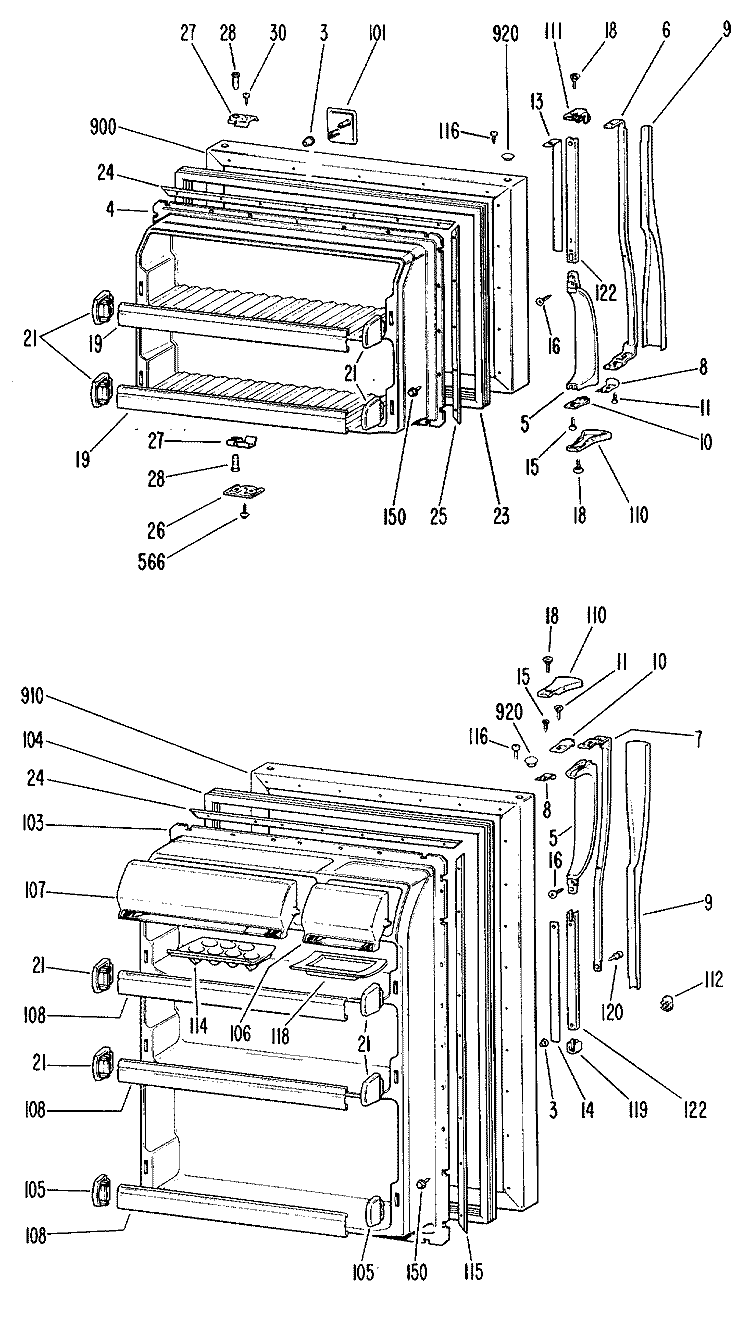 Section Diagram and Parts List for TBX18BGRR  General Electric Refrigerator