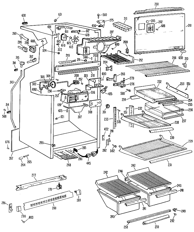 Section Diagram and Parts List for TBX18BGRR  General Electric Refrigerator