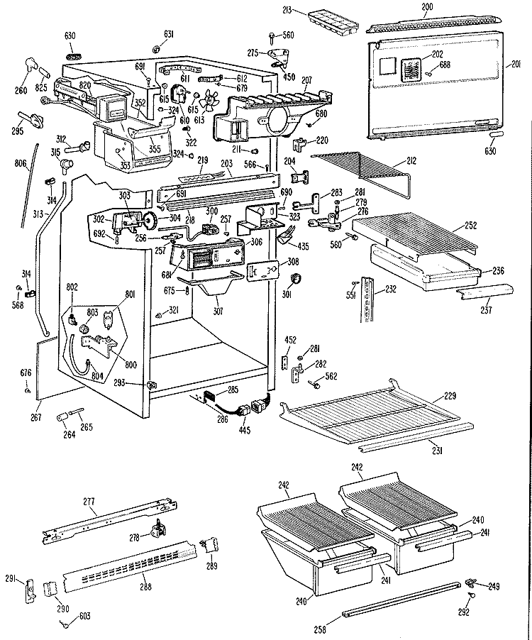 Section Diagram and Parts List for TBX18AGRR  General Electric Refrigerator