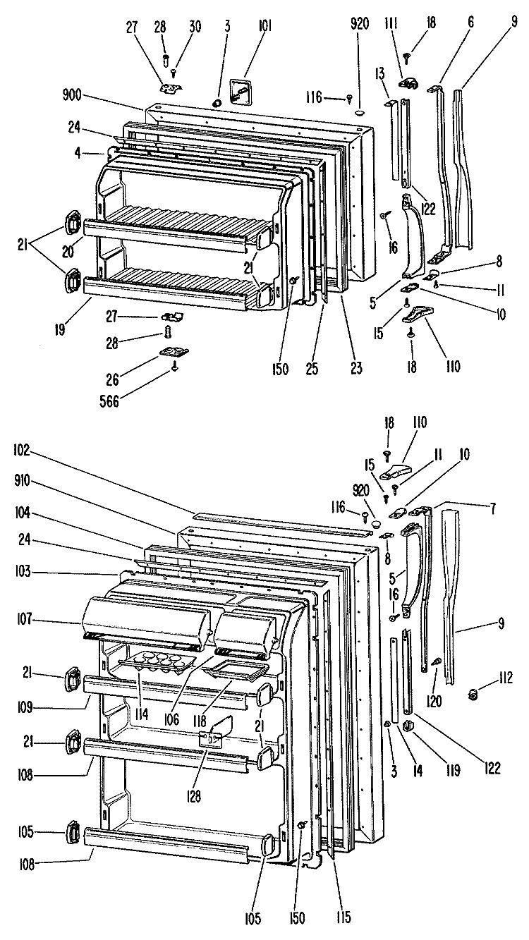 Section Diagram and Parts List for TBX18DGRR  General Electric Refrigerator
