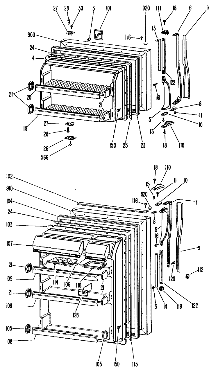 Section Diagram and Parts List for TBX18KGRR  General Electric Refrigerator
