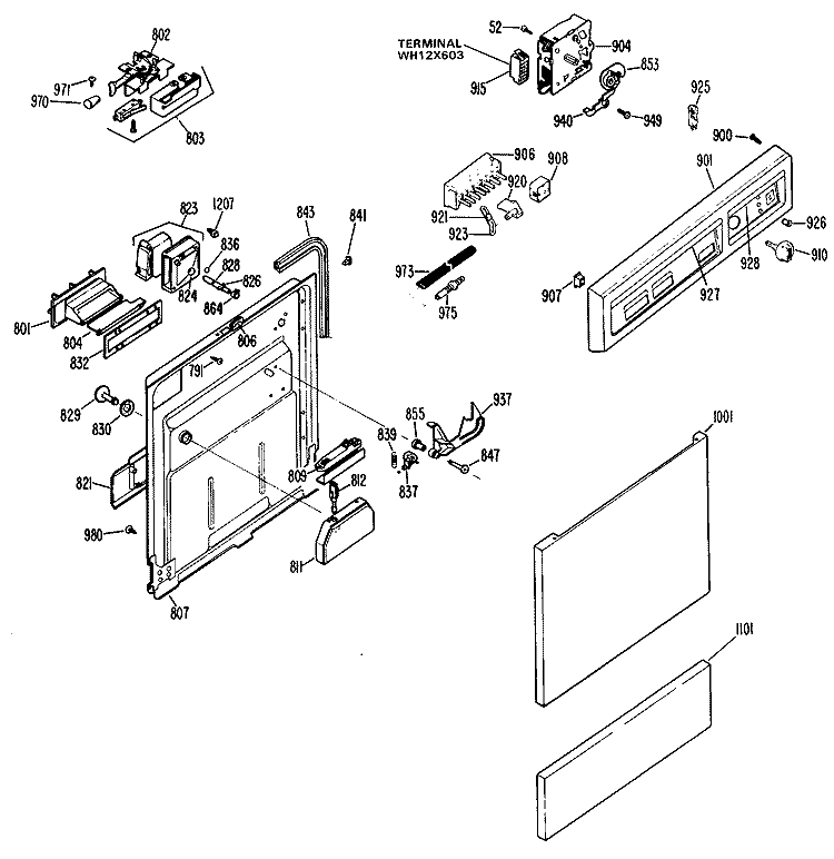 Section Diagram and Parts List for GSC702-06  General Electric Dishwasher