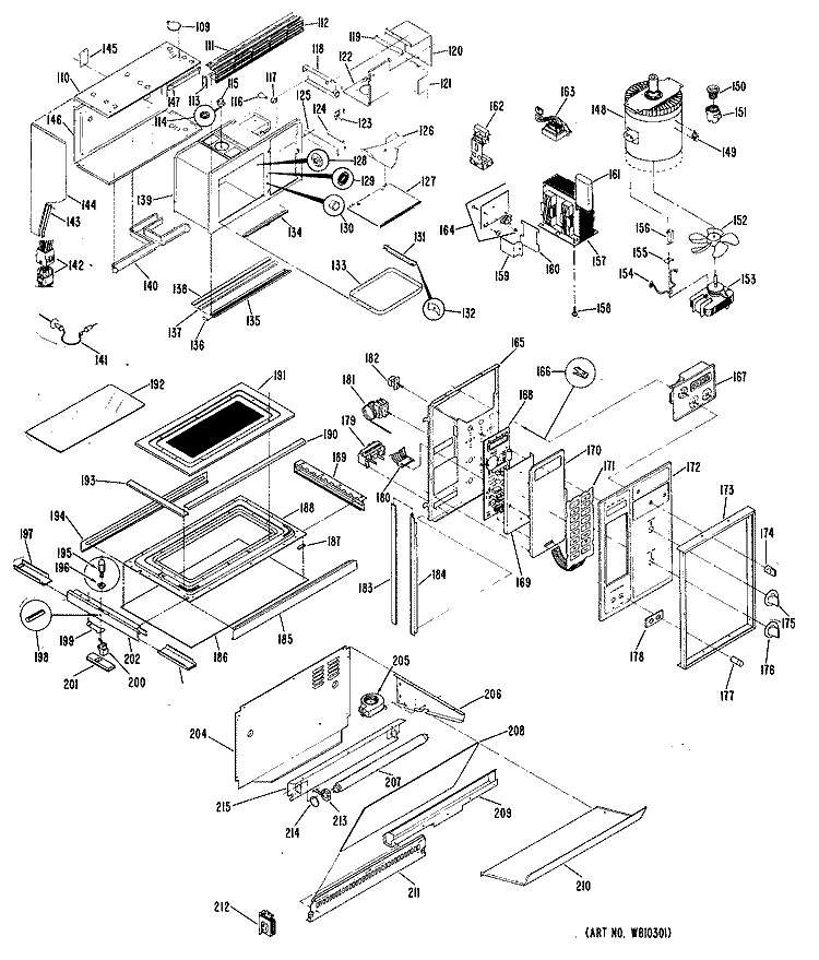 Section Diagram and Parts List for JGHC60GEH1  General Electric Range