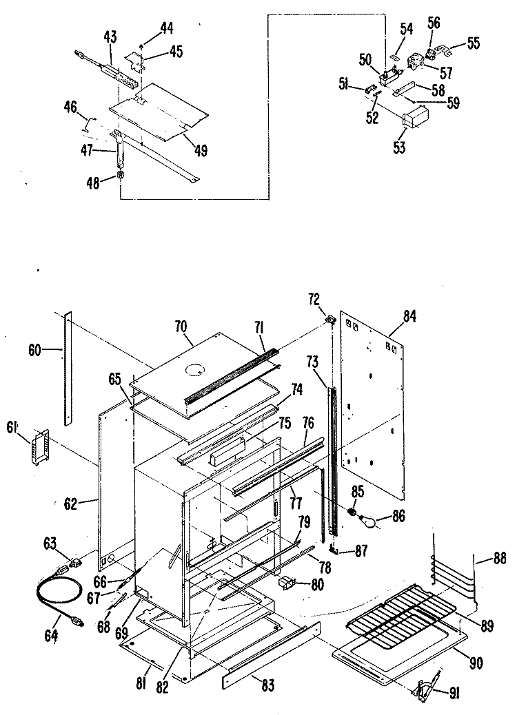 Section Diagram and Parts List for JGKC15GEH1  General Electric Range