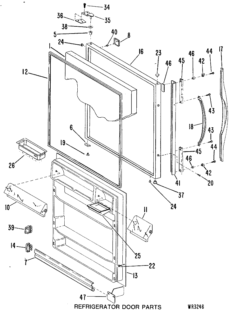 REFRIGERATOR DOOR PARTS Diagram and Parts List for TCX20ZGB  General Electric Refrigerator