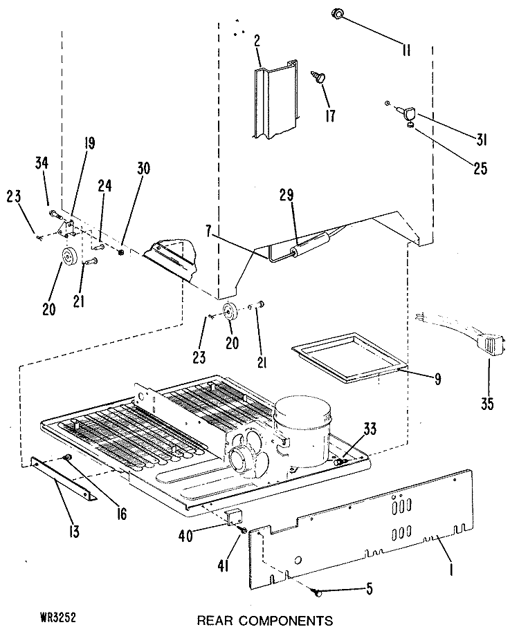 REAR COMPONENTS Diagram and Parts List for TCX20ZGB  General Electric Refrigerator