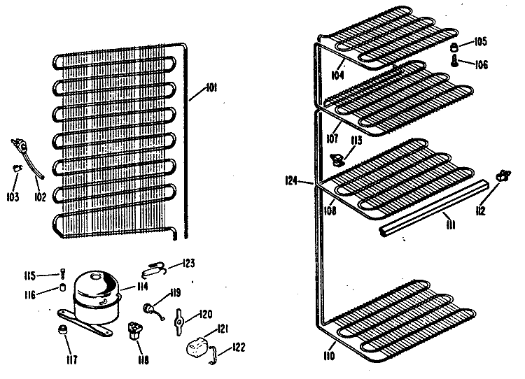 Section Diagram and Parts List for CA19DJC  General Electric Freezer