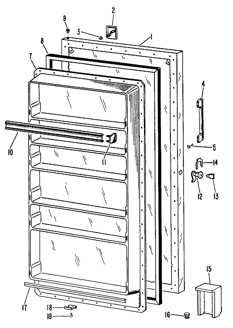 Section Diagram and Parts List for CA21DJC  General Electric Freezer