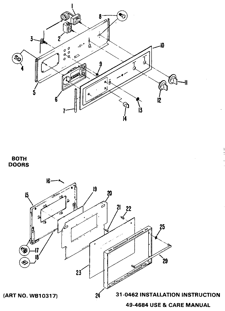BOTH DOORS Diagram and Parts List for JGKC16GEH2  General Electric Range