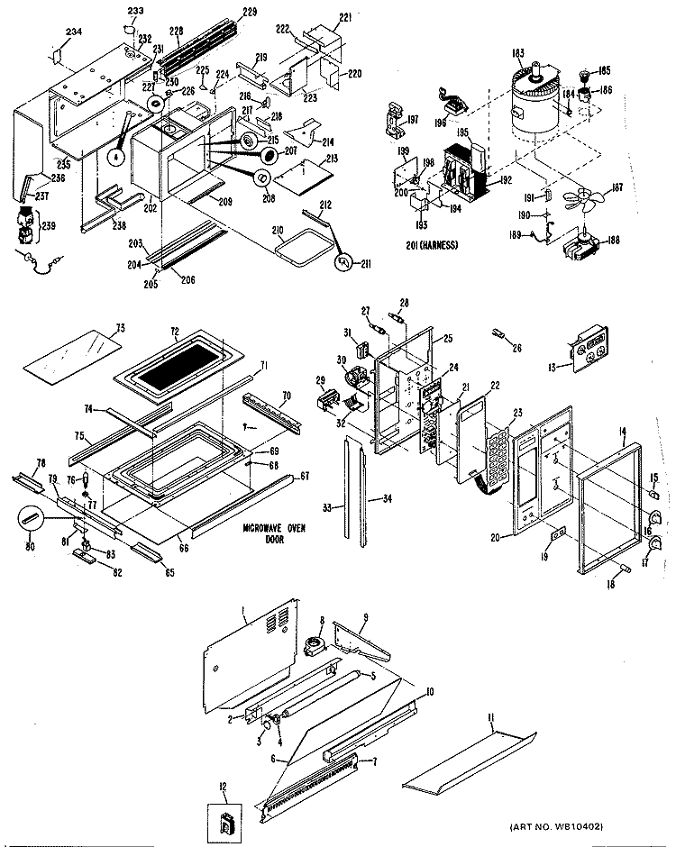 Section Diagram and Parts List for JGHP66GEH1  General Electric Range