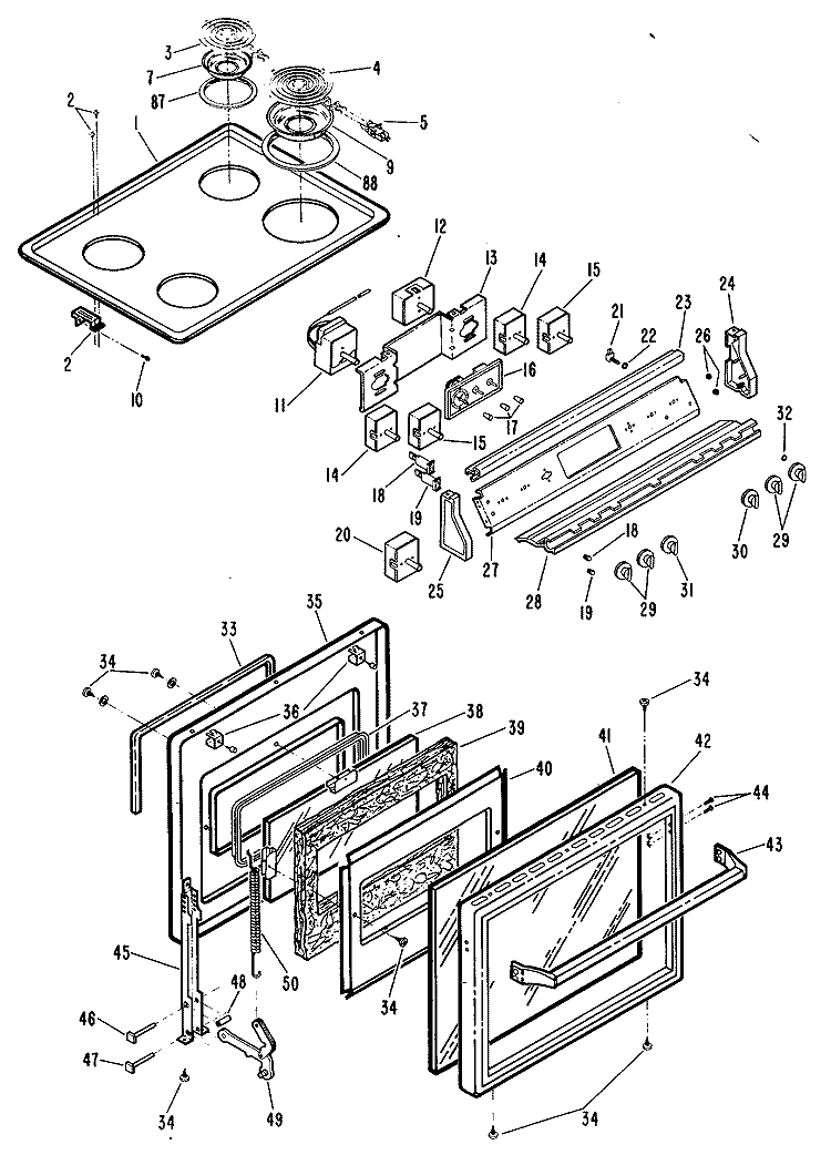 Section Diagram and Parts List for JDC26GH2  General Electric Range