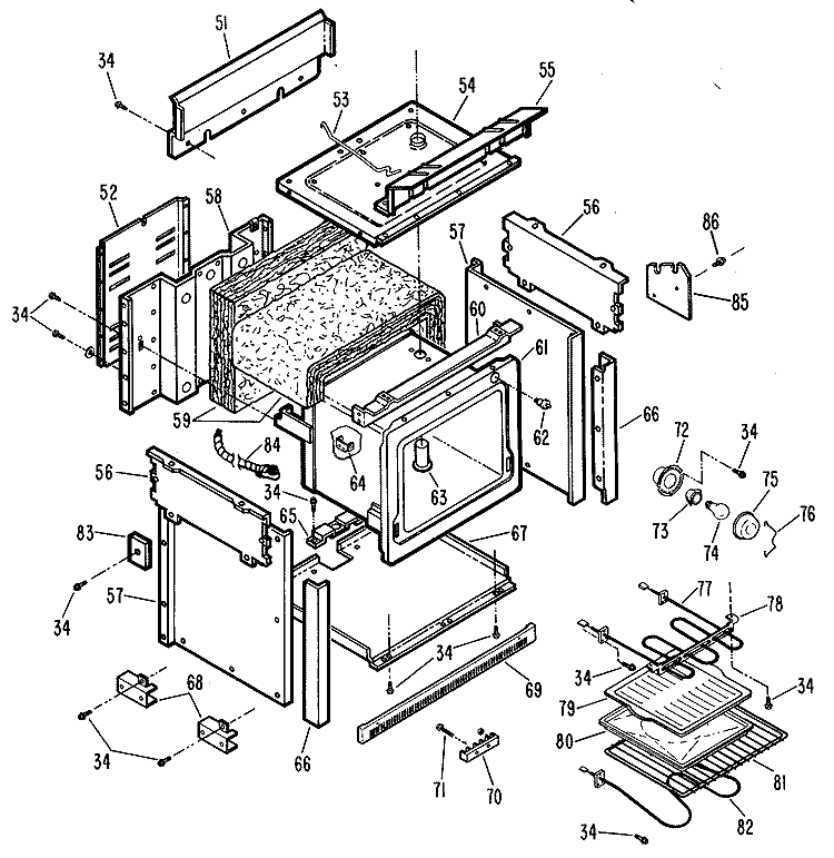 Section Diagram and Parts List for JDC26GH2  General Electric Range
