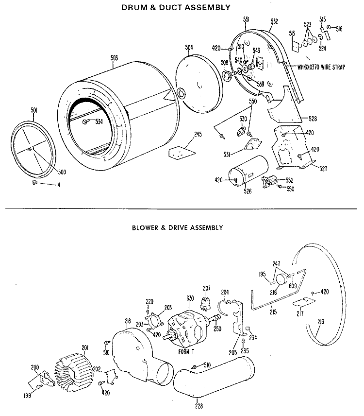 DRUM & DUCT ASSEMBLY Diagram and Parts List for DDG5189VSL  General Electric Dryer