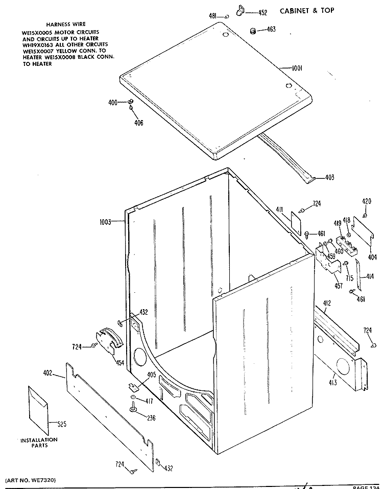 Section Diagram and Parts List for DDE7110VML  General Electric Dryer