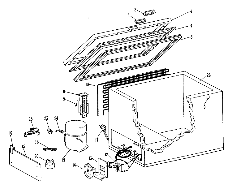 Section Diagram and Parts List for CB5DFD  General Electric Freezer