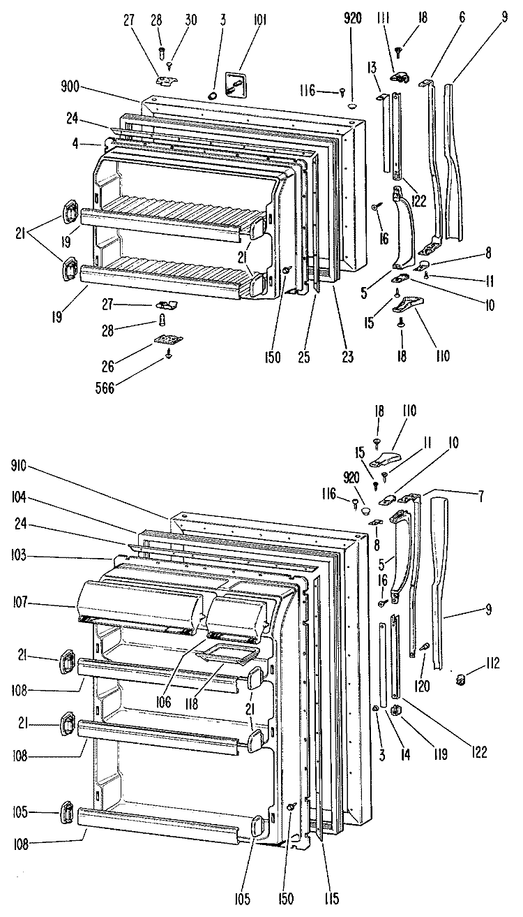 Section Diagram and Parts List for TBX18AHBR  General Electric Refrigerator