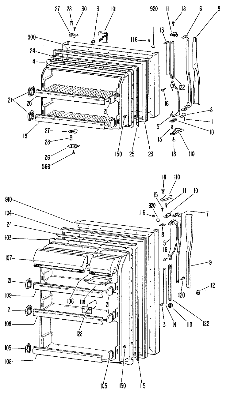 Section Diagram and Parts List for TBX18DHBR  General Electric Refrigerator