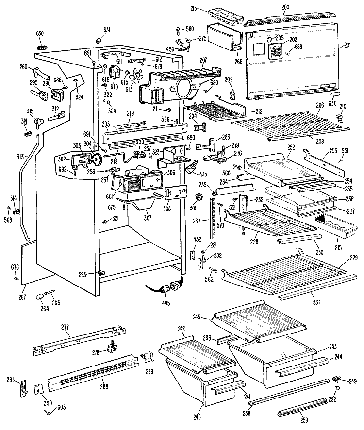 Section Diagram and Parts List for TBX18DHBR  General Electric Refrigerator