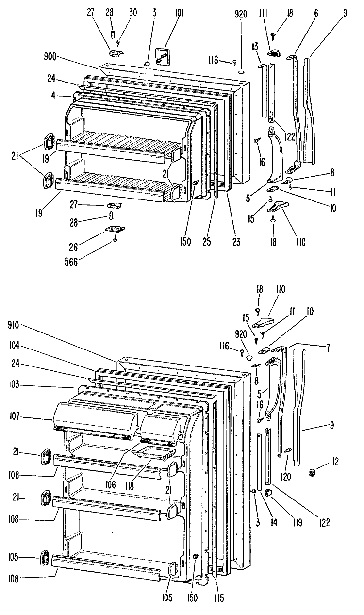 Section Diagram and Parts List for TBX18PHBR  General Electric Refrigerator