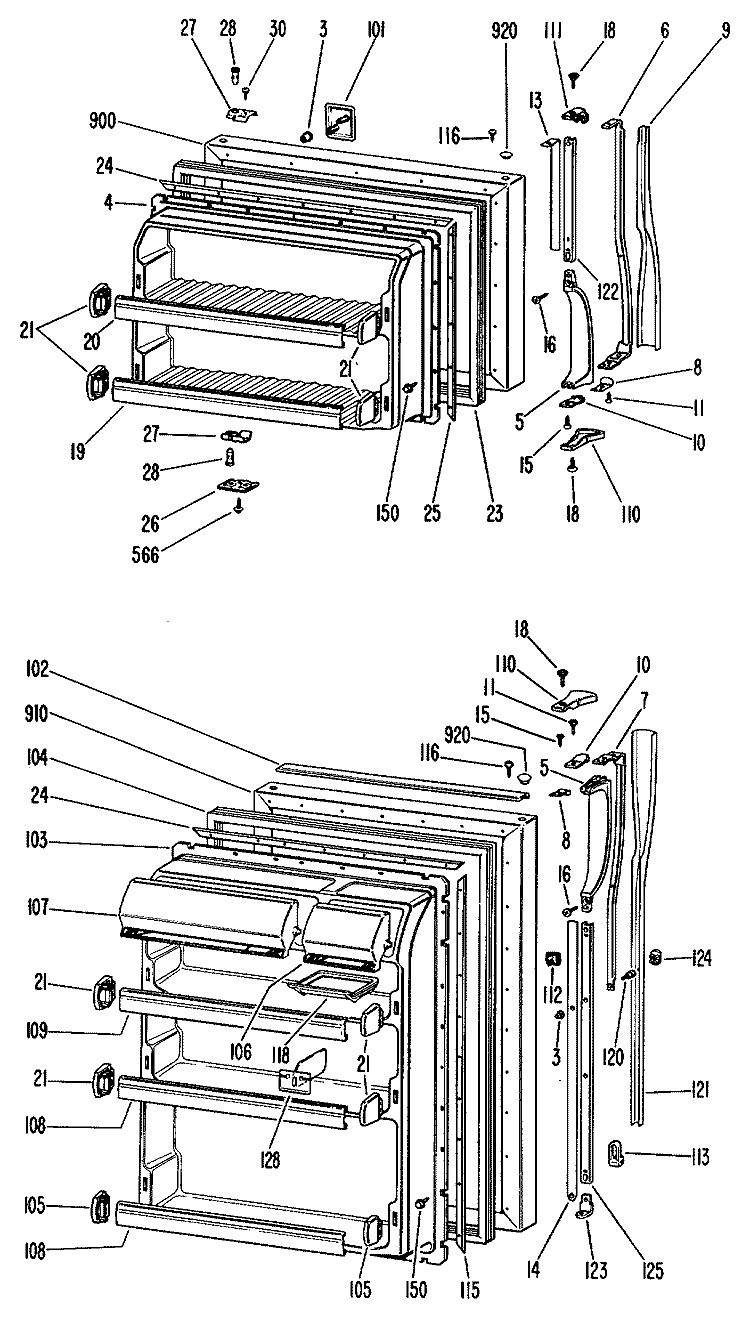 Section Diagram and Parts List for TBX18ZHBR  General Electric Refrigerator