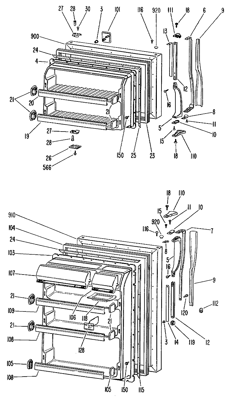 Section Diagram and Parts List for TBX20DHBR  General Electric Refrigerator