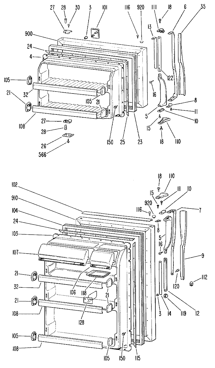 Section Diagram and Parts List for TBX23DHCR  General Electric Refrigerator