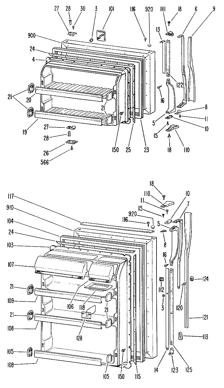 Section Diagram and Parts List for TBX20KHBR  General Electric Refrigerator