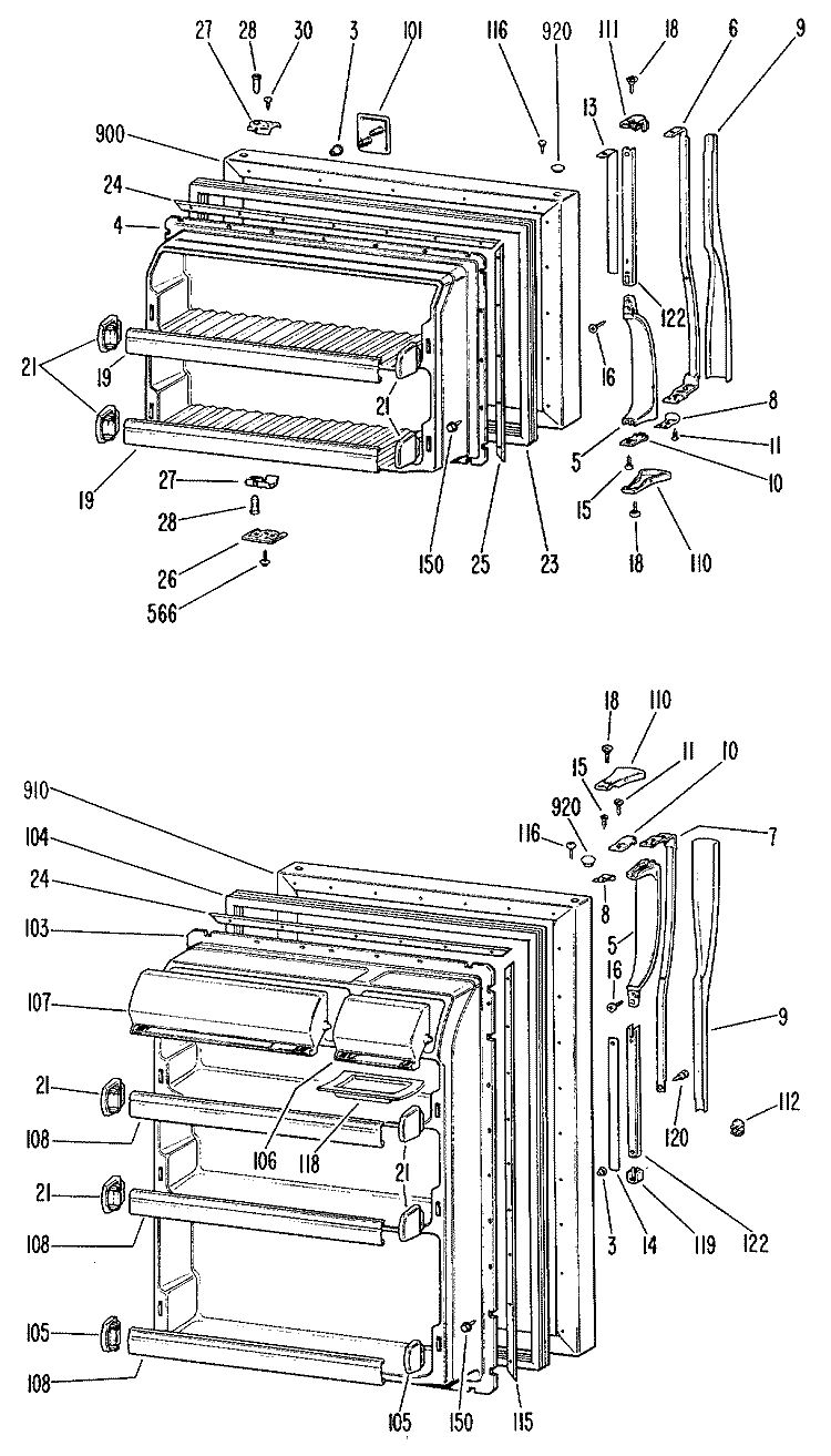Section Diagram and Parts List for TBX20PHBR  General Electric Refrigerator