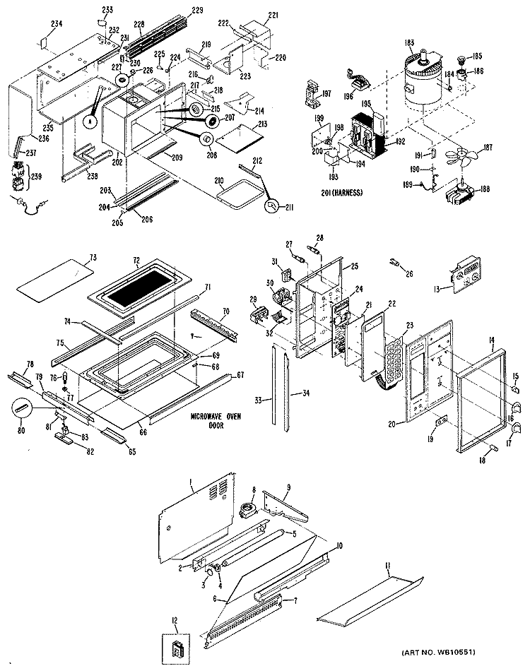 Section Diagram and Parts List for JGHP66GEH2  General Electric Range