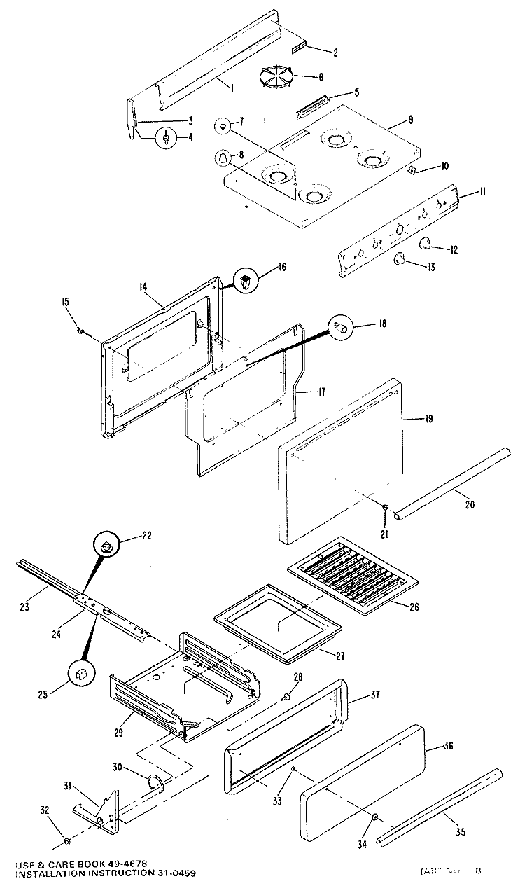 Section Diagram and Parts List for JGSS03PH2  General Electric Range