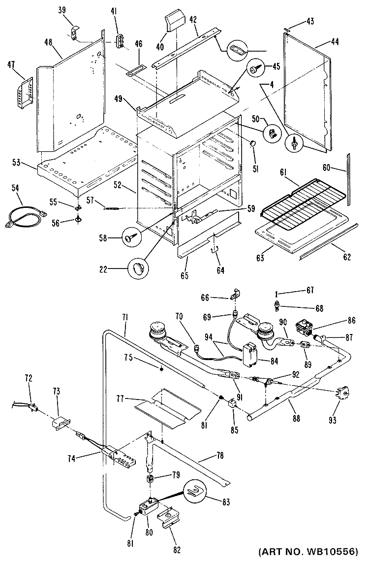 Section Diagram and Parts List for JGSS03EH2  General Electric Range