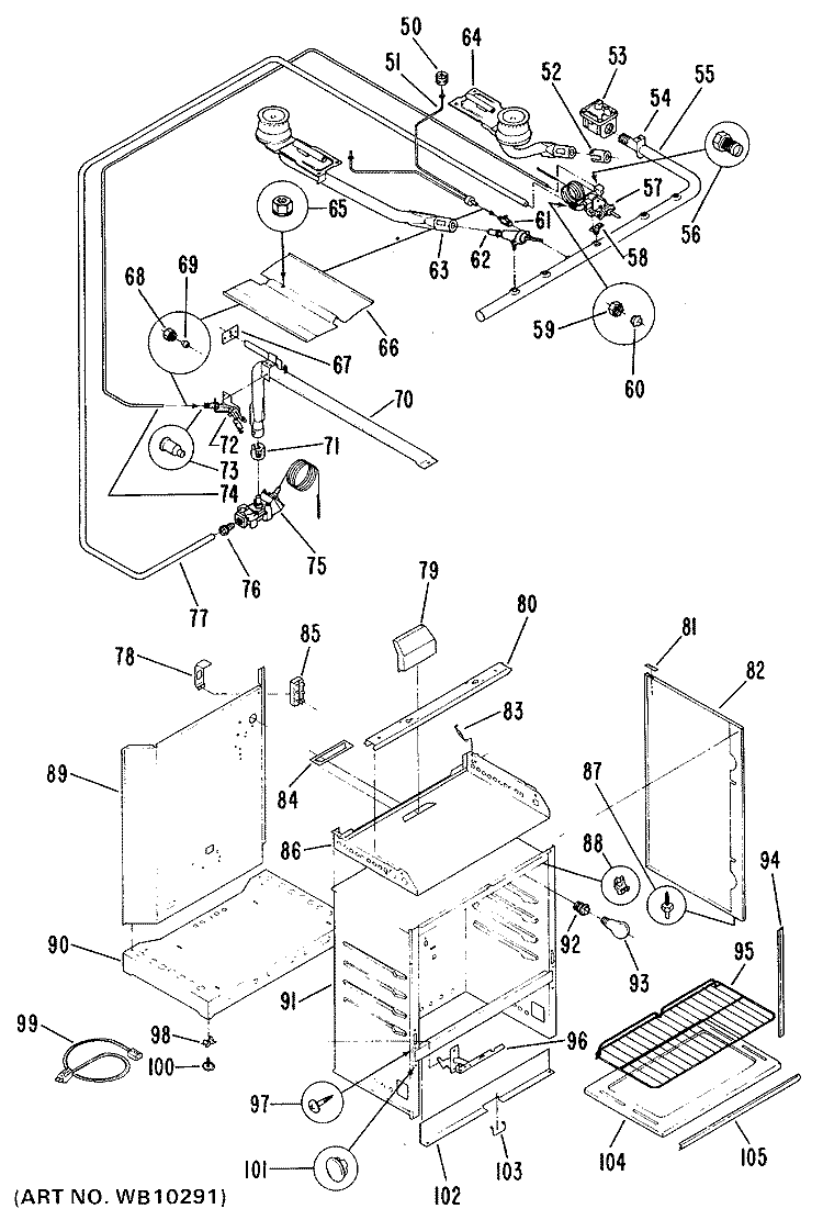 Section Diagram and Parts List for JGBS16PH2  General Electric Range