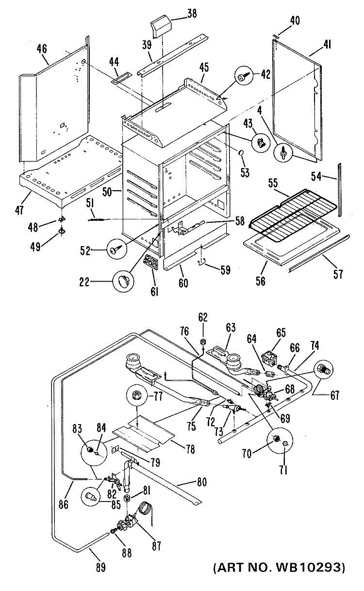Section Diagram and Parts List for JGSS03PH3  General Electric Range