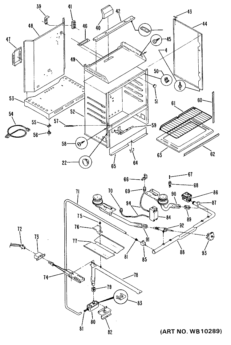 Section Diagram and Parts List for JGSS03EH3  General Electric Range