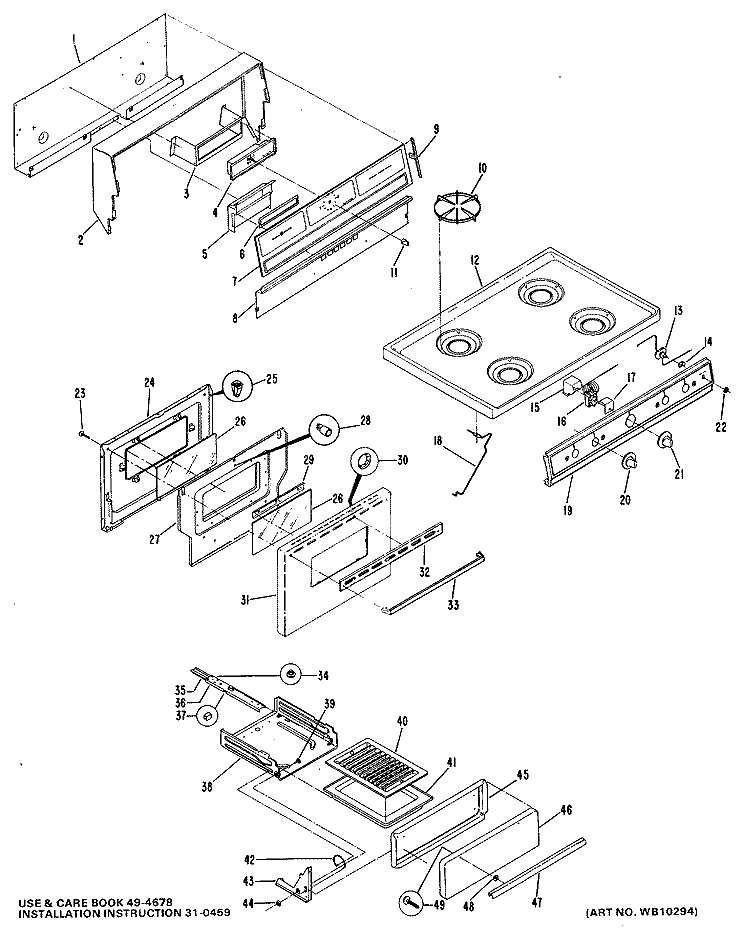 Section Diagram and Parts List for JGBS16EH3  General Electric Range