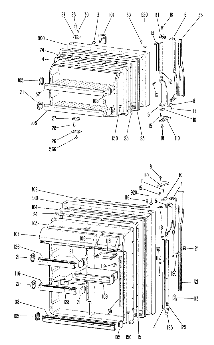 Section Diagram and Parts List for TBX23ZHBR  General Electric Refrigerator