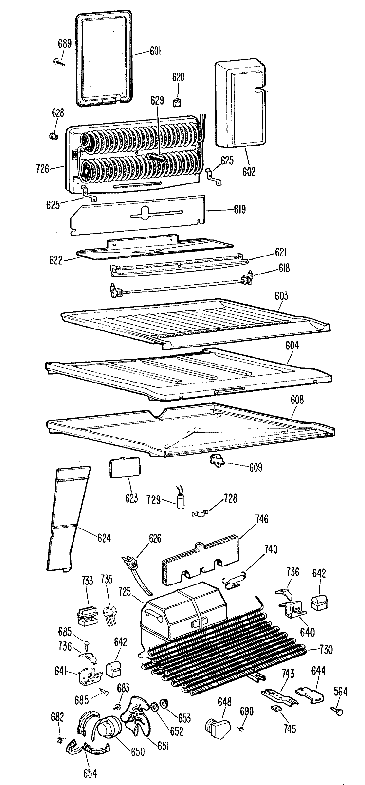 Section Diagram and Parts List for TBX23ZHBR  General Electric Refrigerator