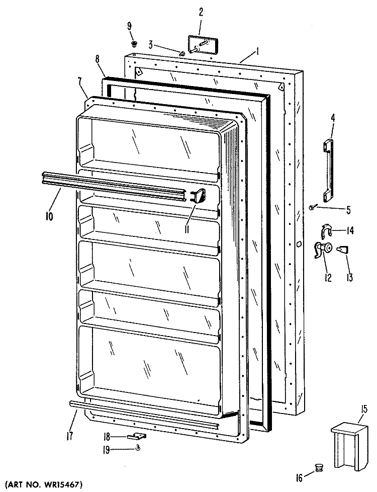 Section Diagram and Parts List for CA13DJE  General Electric Freezer