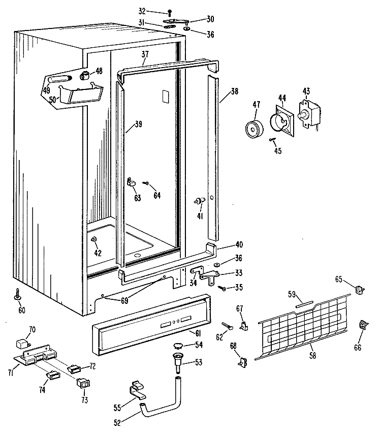 Section Diagram and Parts List for CA13DJE  General Electric Freezer