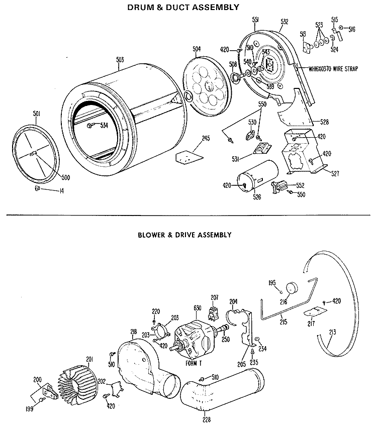DRUM & DUCT ASSEMBLY Diagram and Parts List for DDG5189VTL  General Electric Dryer