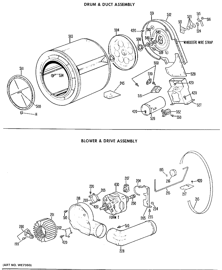 DRUM & DUCT ASSEMBLY Diagram and Parts List for DDG5380GDL  General Electric Dryer
