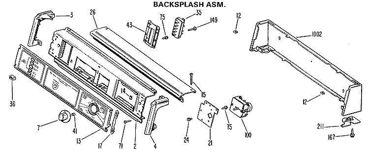 BACKSPLASH ASM. Diagram and Parts List for DDG6580GDL  General Electric Dryer