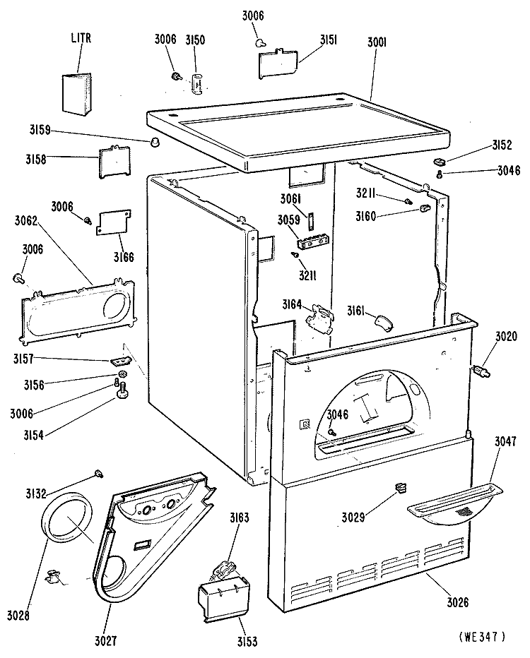 Section Diagram and Parts List for DDE5710GAM  General Electric Dryer