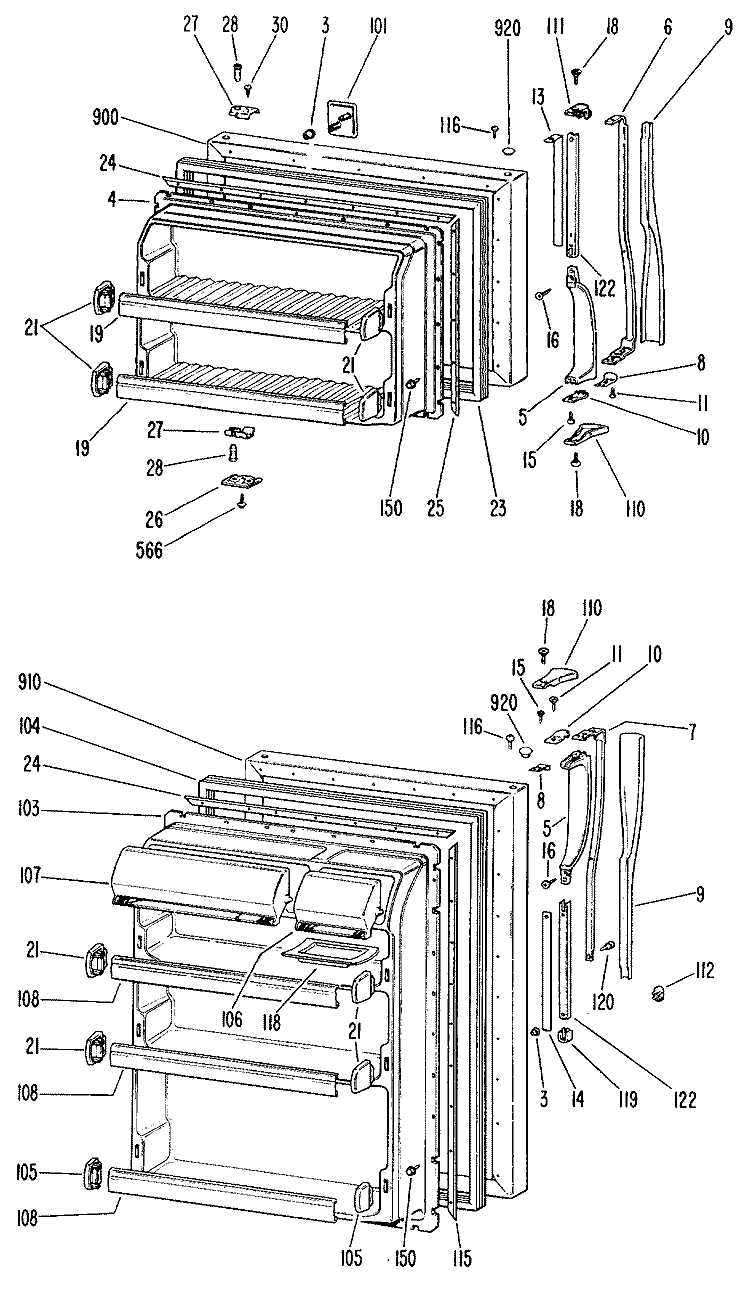 Section Diagram and Parts List for TBX18BJBR  General Electric Refrigerator