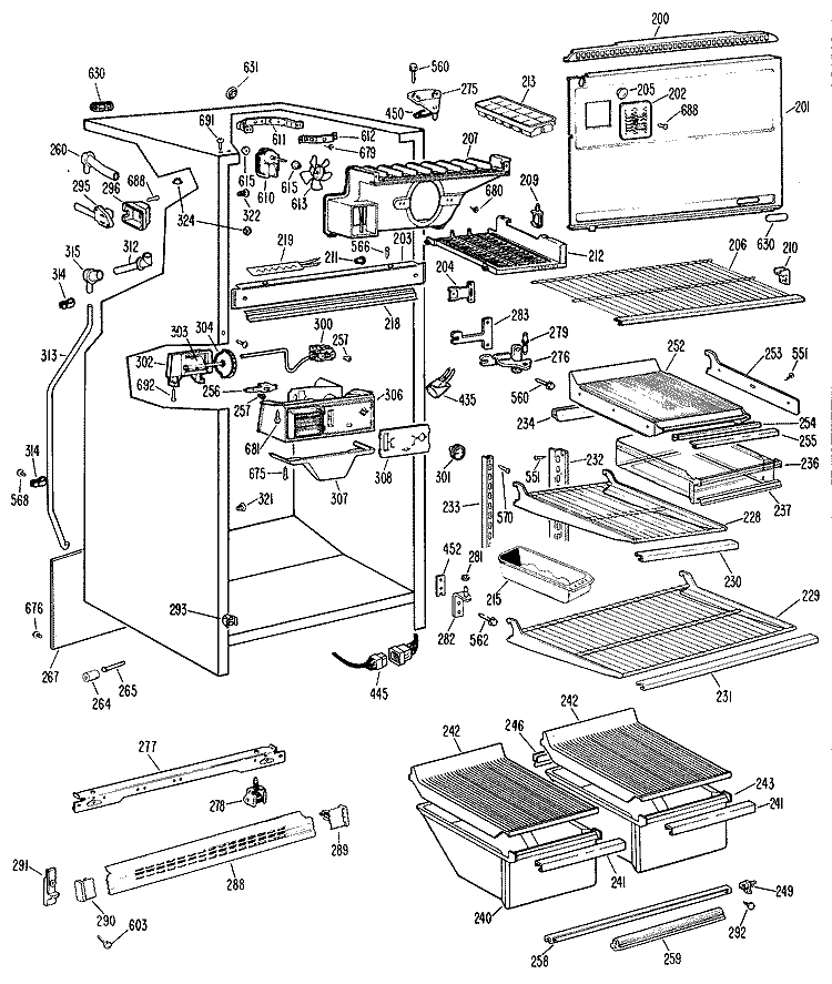 Section Diagram and Parts List for TBX18BJBR  General Electric Refrigerator