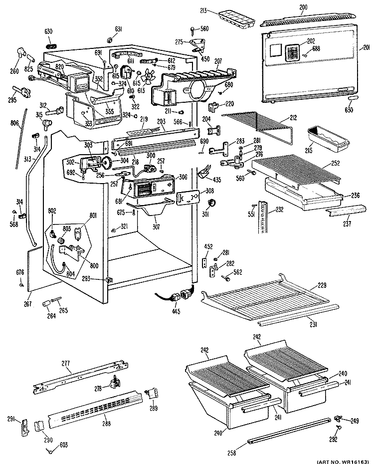 Section Diagram and Parts List for TBX18AJBR  General Electric Refrigerator