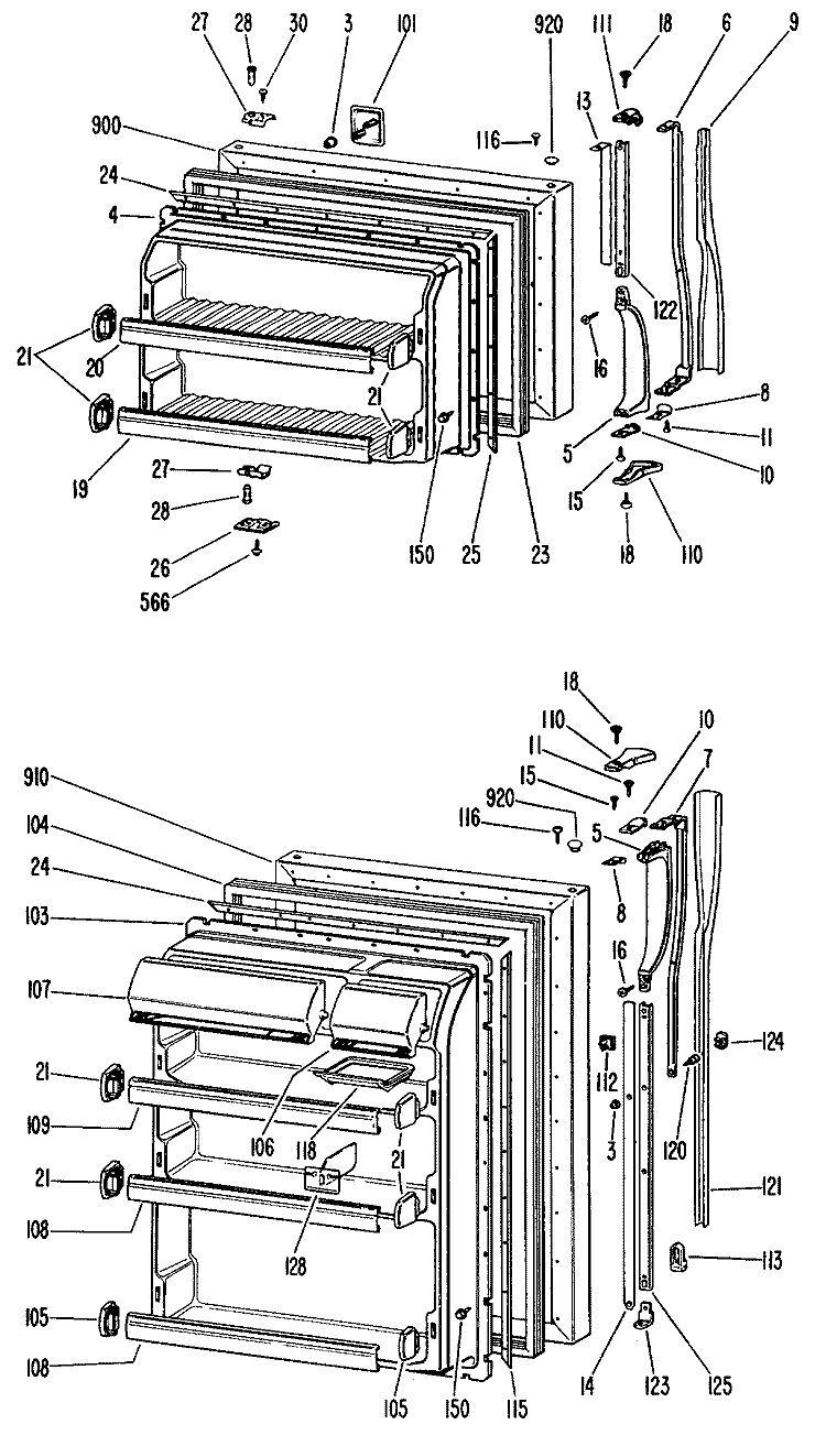 Section Diagram and Parts List for TBX18KJBR  General Electric Refrigerator