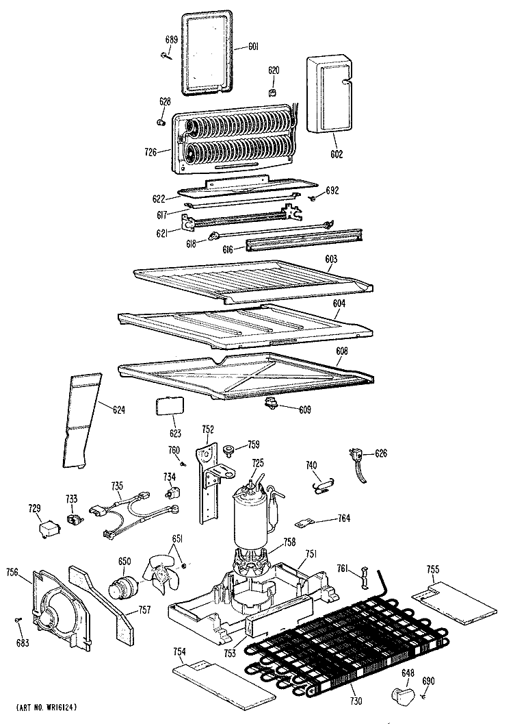 Section Diagram and Parts List for TBX18KJBR  General Electric Refrigerator