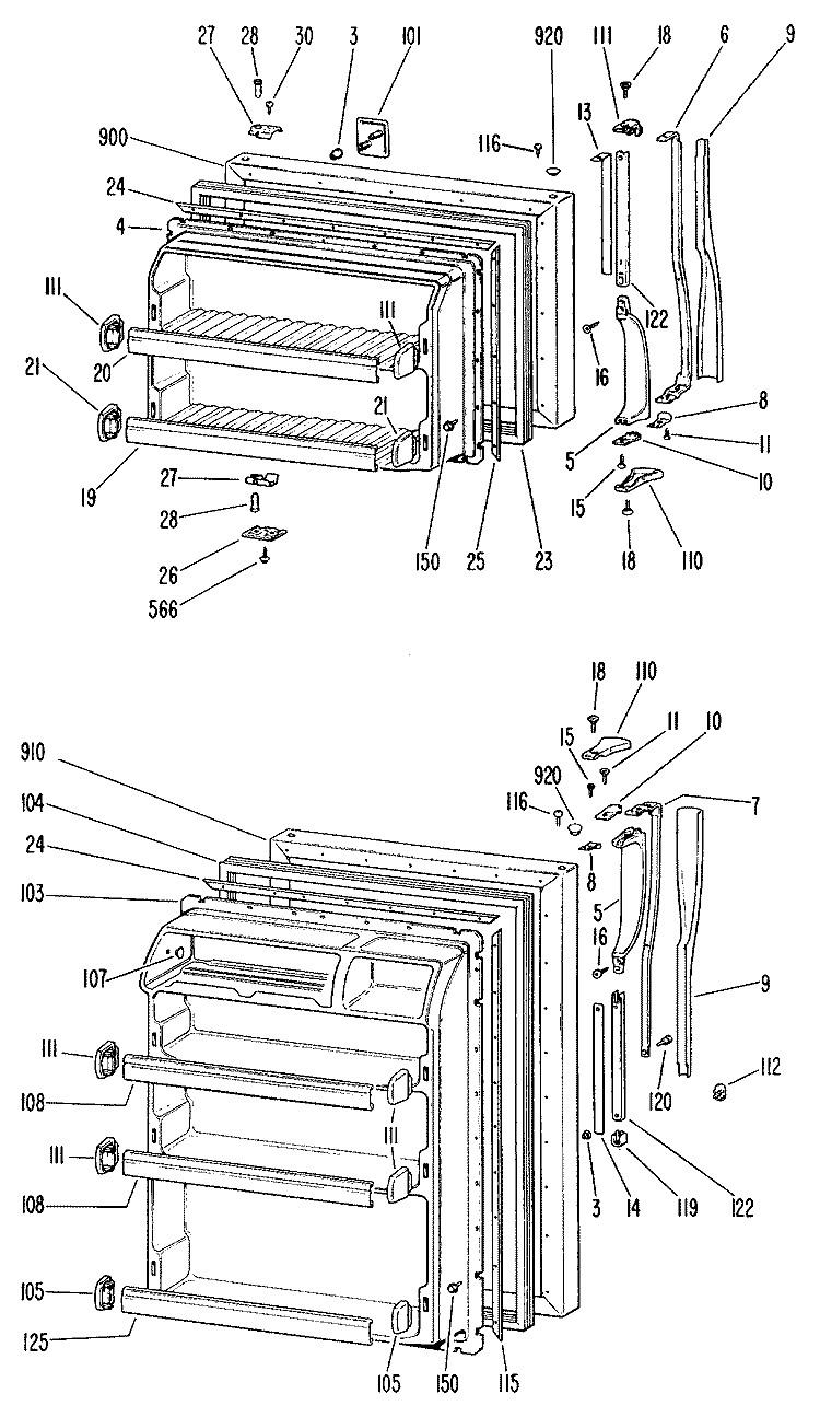 Section Diagram and Parts List for TBX18LJBR  General Electric Refrigerator