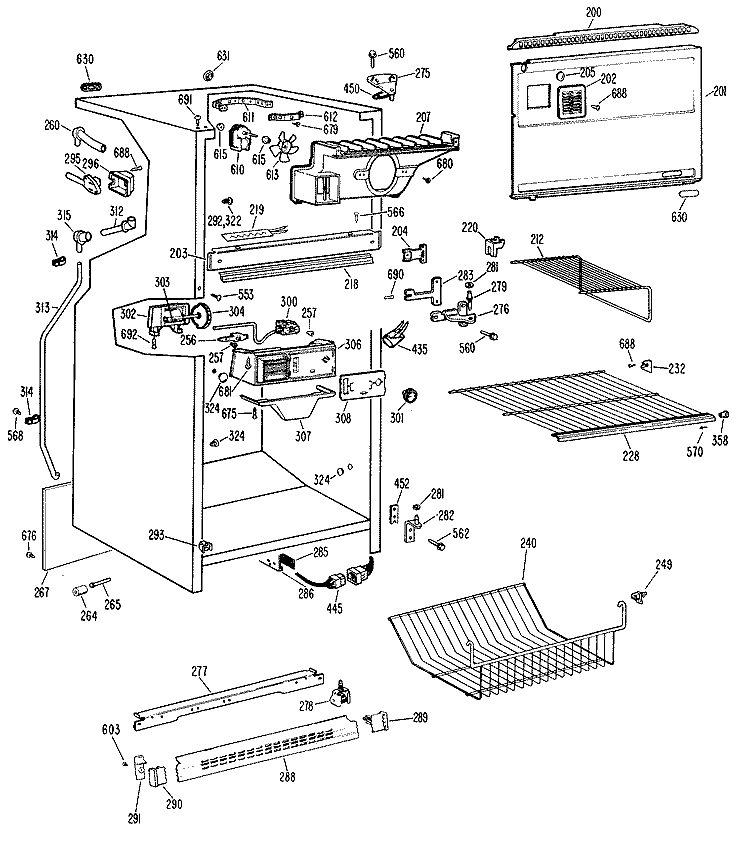 Section Diagram and Parts List for TBX18LJBR  General Electric Refrigerator